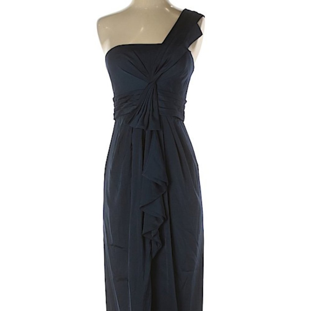 BCBGMAXAZRIA One Shoulder Barbara Dress in Navy Blue